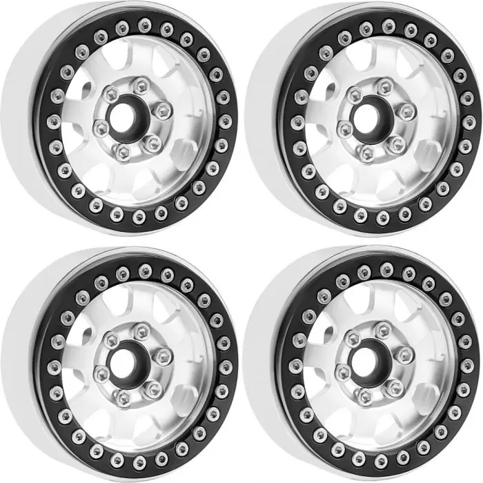 Power Hobby - B1 Aluminum 1.9 Beadlock Wheels 9Mm Hubs, Silver, For 1/10 Rock Crawler, 4Pcs 1