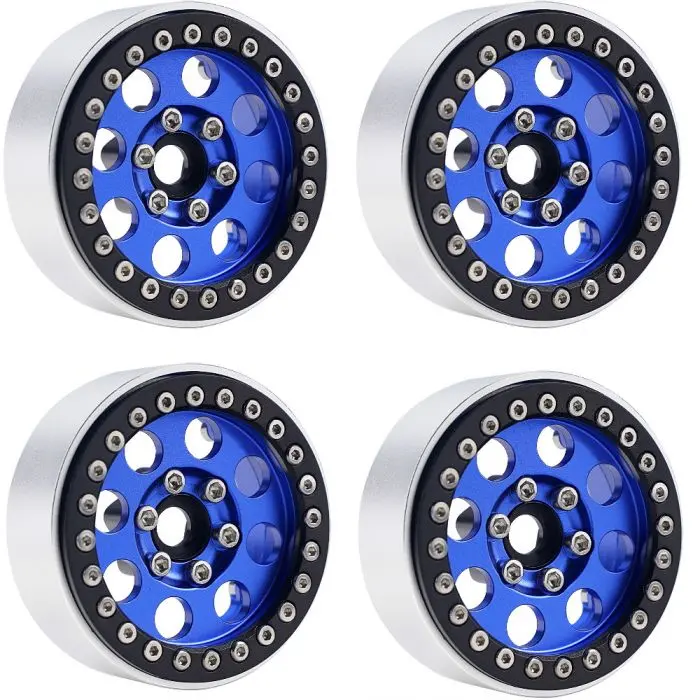 Power Hobby - B2 Aluminum 1.9 Beadlock Wheels 9Mm, Blue, For 1/10 Rock Crawler, 4Pcs 1