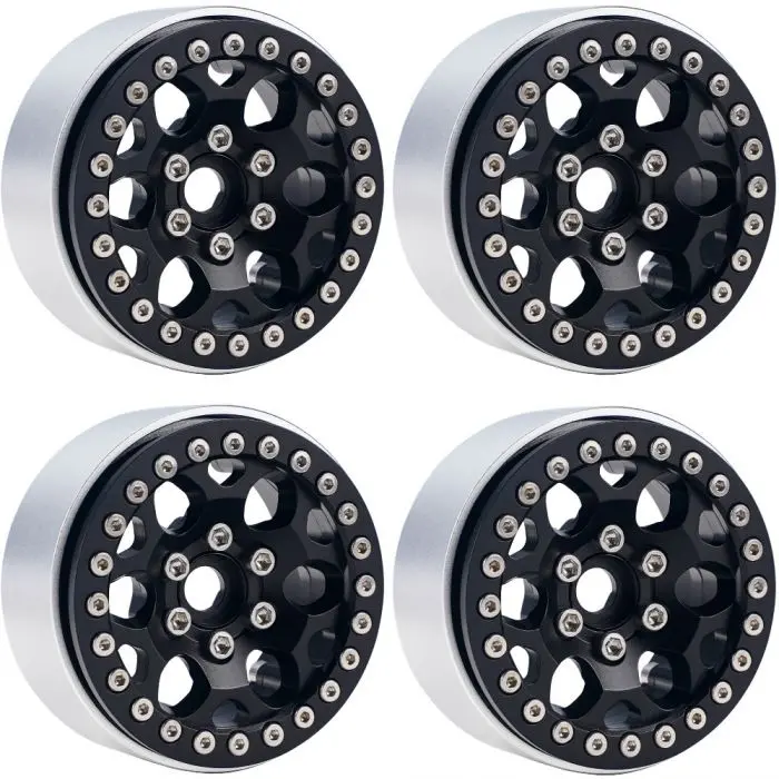 Power Hobby - B3 Aluminum 1.9 Beadlock Wheels 9Mm Hubs, Black, For 1/10 Rock Crawler, 4Pcs 1