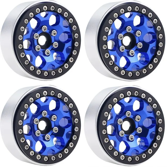 Power Hobby - B3 Aluminum 1.9 Beadlock Wheels 9Mm Hubs, Blue, For 1/10 Rock Crawler, 4Pcs 1