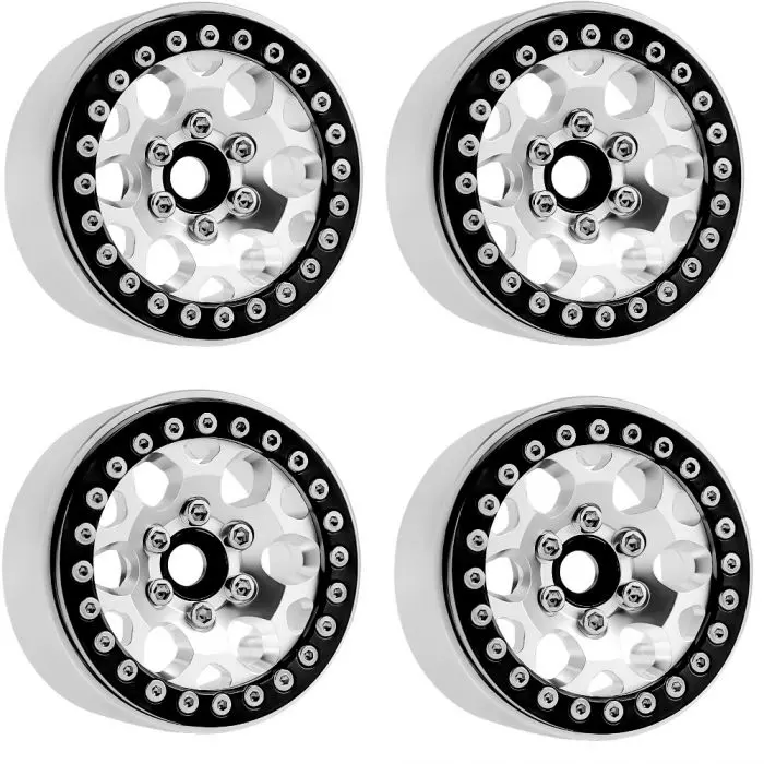 Power Hobby - B3 Aluminum 1.9 Beadlock Wheels 9Mm Hubs, Silver, For 1/10 Rock Crawler, 4Pcs 1