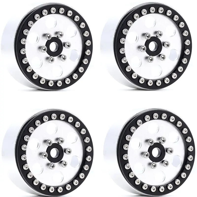 Power Hobby - B5 Aluminum 1.9 Beadlock Wheels Super Offset, Silver (4) 1/10 1