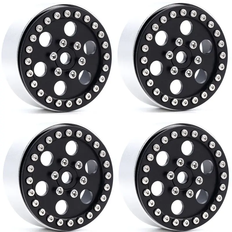 Power Hobby - B5 Aluminum 1.9 Beadlock Wheels Super Positive Offset, Black (4) 1/10 1