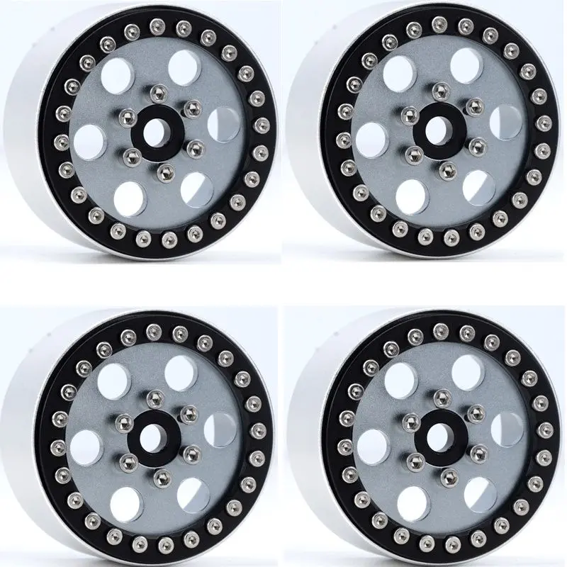 Power Hobby - B5 Aluminum 1.9 Beadlock Wheels Super Positive Offset, Gey (4) 1/10 1