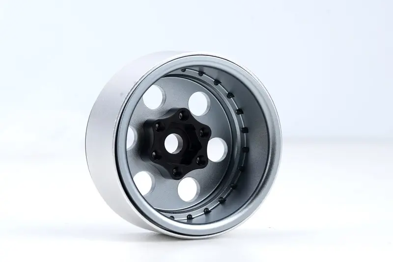 Power Hobby - B5 Aluminum 1.9 Beadlock Wheels Super Positive Offset, Gey (4) 1/10 2