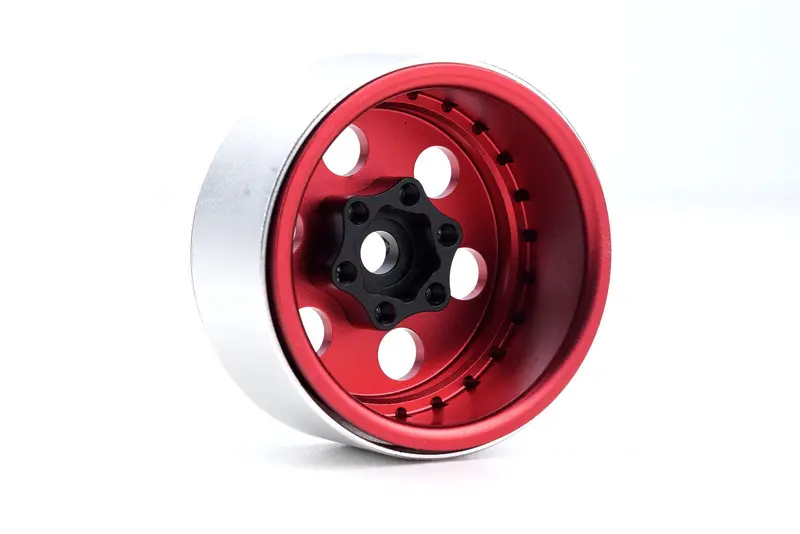 Power Hobby - B5 Aluminum 1.9 Beadlock Wheels Super Positive Offset, Red (4) 1/10 2