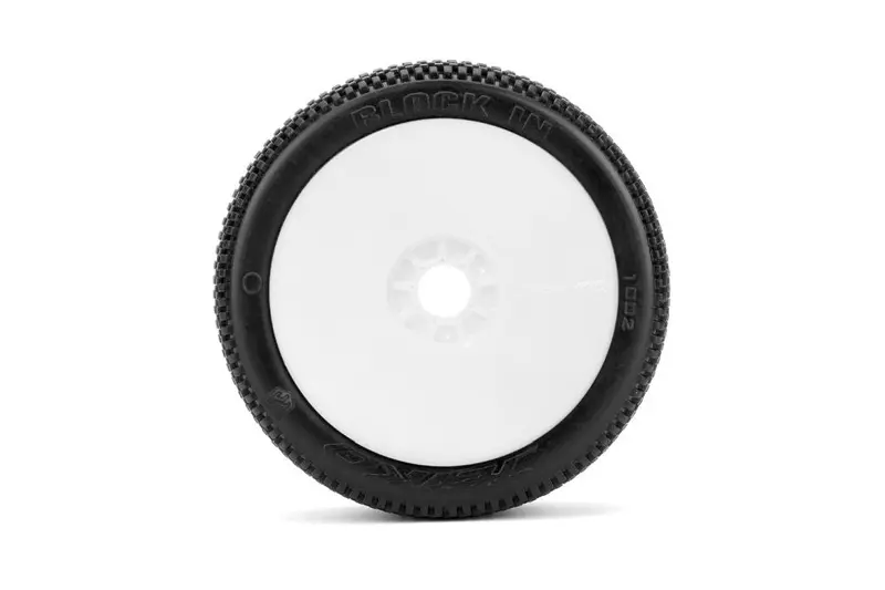 Power Hobby - Block In 1/8 Buggy Mounted Tires White Wheels (2) Medium Soft 2
