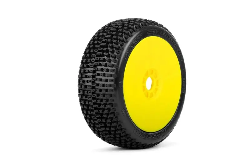 Power Hobby - Dirt Slinger 1/8 Buggy Mounted Tires Yellow Wheels (2) Medium Soft 1