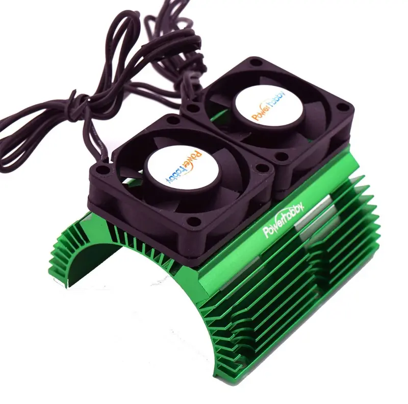 Power Hobby - Heat Sink W Twin Turbo High Speed Cooling Fans For 1/8 Motors-Green 1