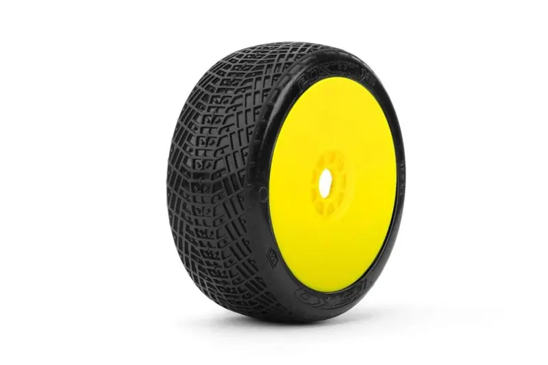 Power Hobby - Positive 1/8 Buggy Mounted Tires Yellow Wheels (2) Ultra Soft 1