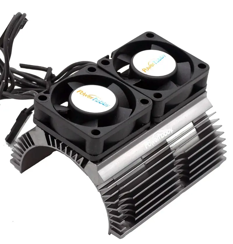 Power Hobby - Powerhobby Heat Sink W Twin Turbo High Speed Cooling Fans 1/8 Motors-Gunmetal 1