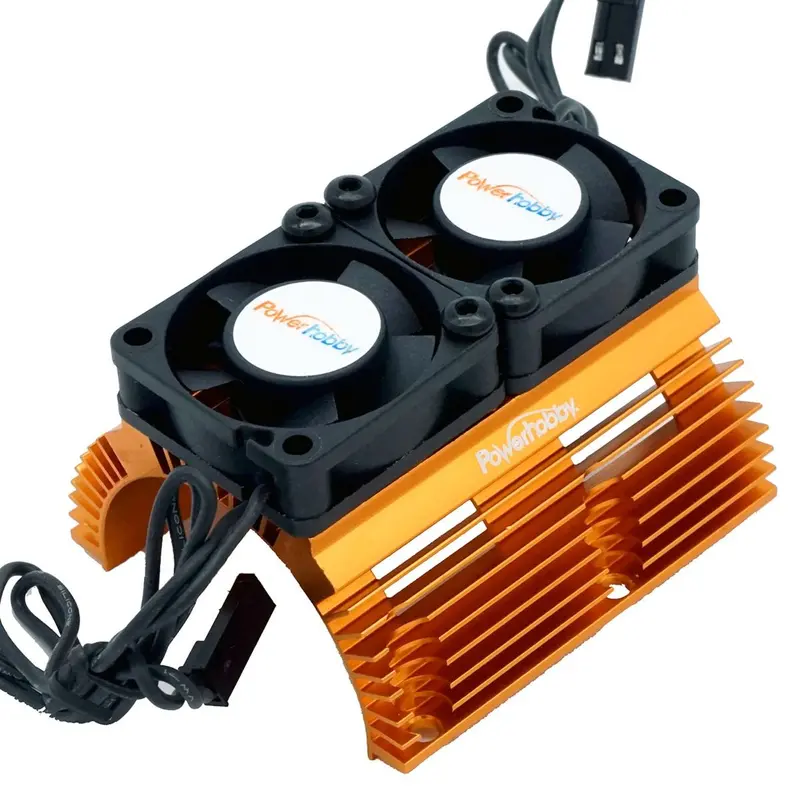Power Hobby - Powerhobby Heat Sink W Twin Turbo High Speed Cooling Fans 1/8 Motors-Orange 1