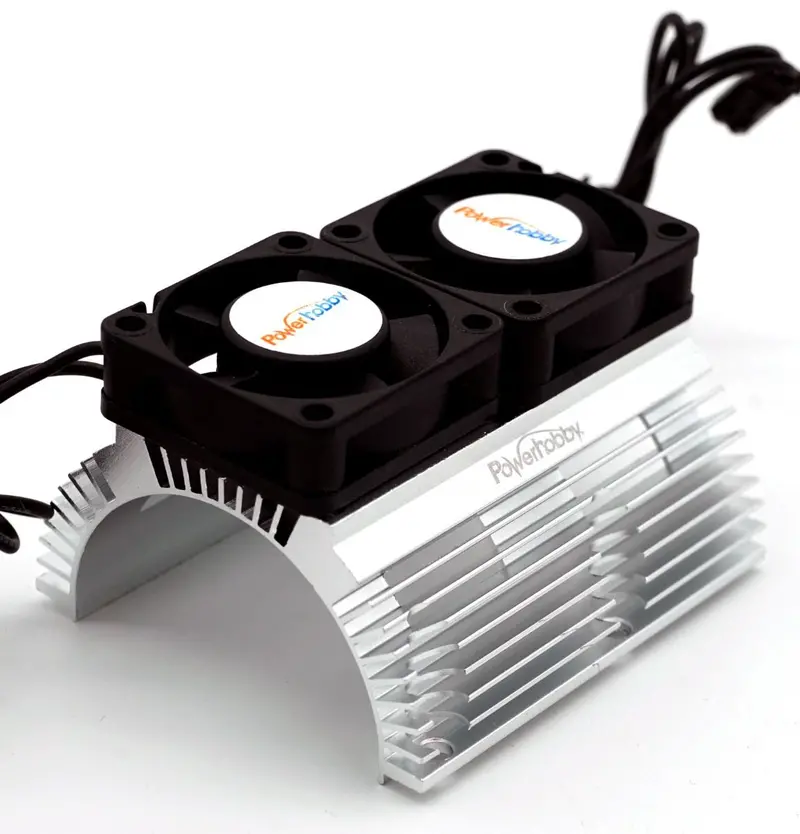 Power Hobby - Powerhobby Heat Sink W Twin Turbo High Speed Cooling Fans 1/8 Motors-Silver 1