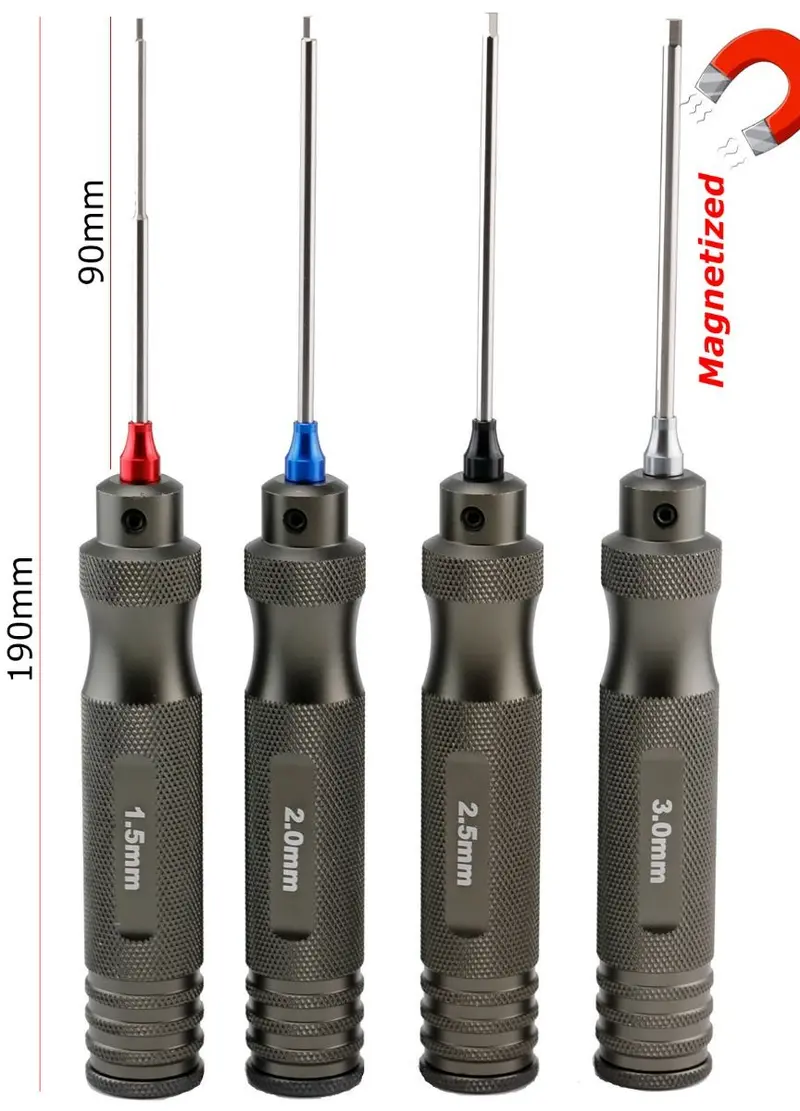 Power Hobby - Pro Series Magnetized Hex Tool Set Metric 1.5, 2.0, 2.5, 3.0Mm 1