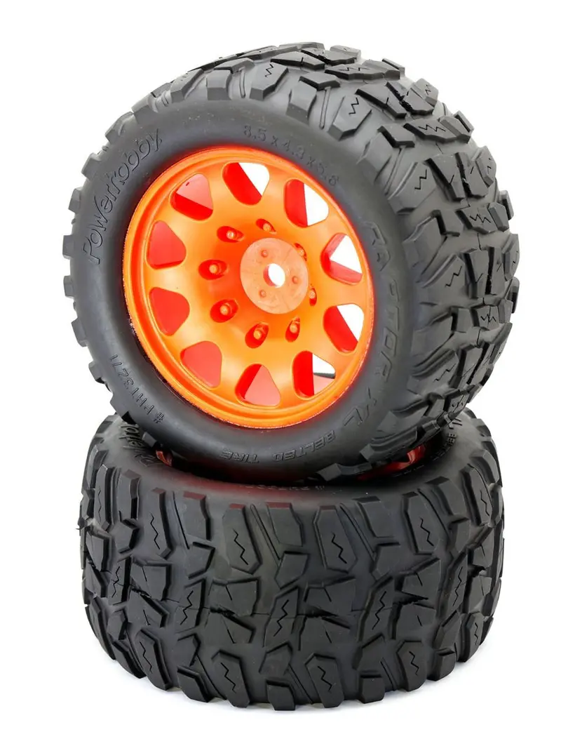 Power Hobby - Raptor Xl Belted Tires / Viper Wheels (2) Traxxas X-Maxx 8S-Orange 1