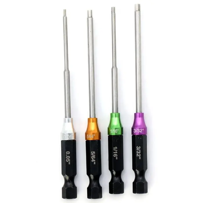 Power Hobby - Rc Hex Driver 1/4" Power Tool Tip Set Standard 0.05'' 1/16'' 5/64'' 3/32'' 1