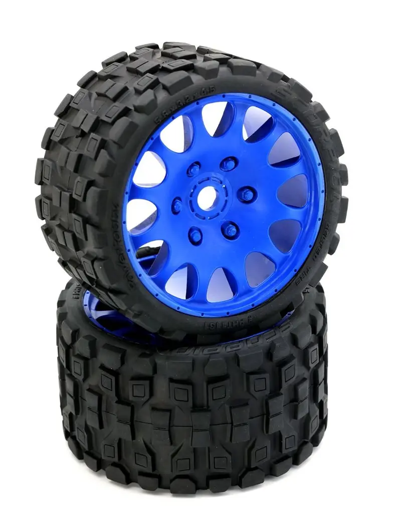 Power Hobby - Scorpion Belted Monster Truck Tires / Wheels, 17Mm Hex (2) Sport-Blue 1