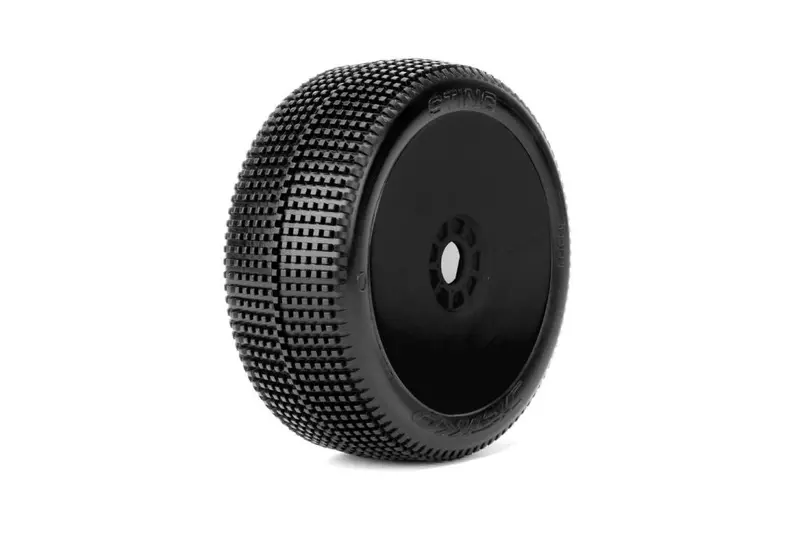 Power Hobby - Sting 1/8 Buggy Mounted Tires Black Wheels (2) Ultra Soft 1