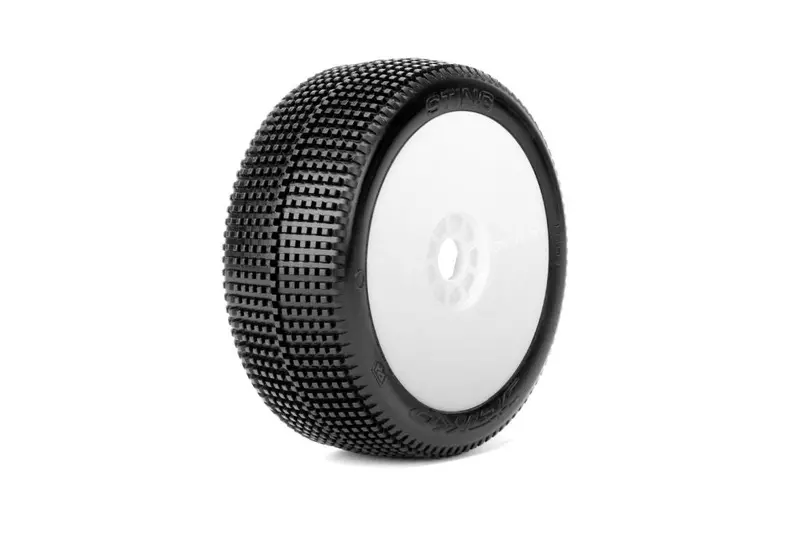 Power Hobby - Sting 1/8 Buggy Mounted Tires White Wheels (2) Ultra Soft 1