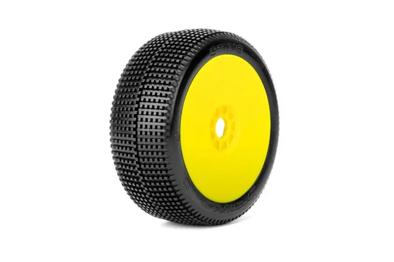 Power Hobby - Sting 1/8 Buggy Mounted Tires Yellow Wheels (2) Medium Soft 1