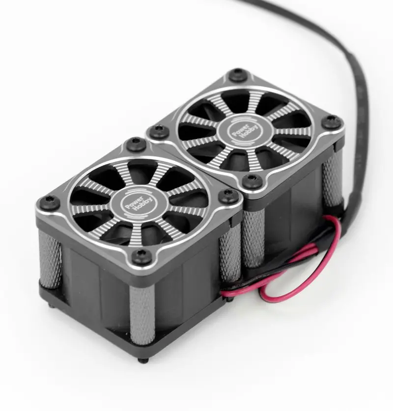 Power Hobby - Twister Twin / Dual 40Mm 1/8 1/5 Motor Aluminum Cooling Fan - Black 1