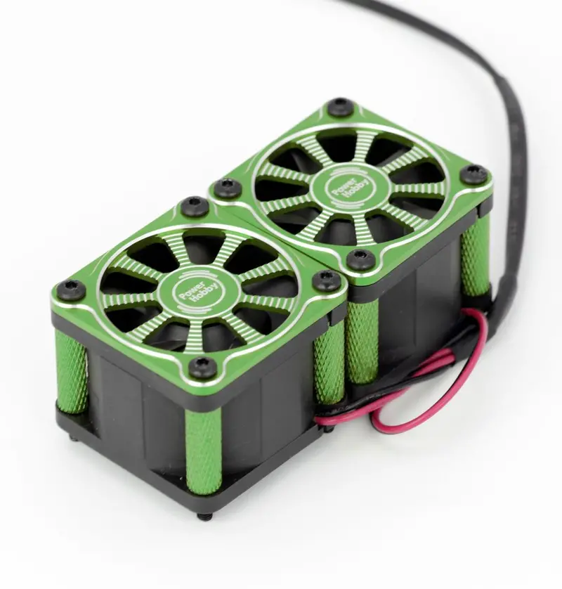 Power Hobby - Twister Twin / Dual 40Mm 1/8 1/5 Motor Aluminum Cooling Fan - Green 1