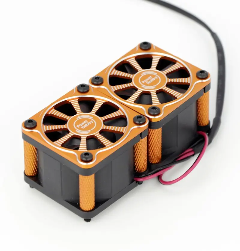 Power Hobby - Twister Twin / Dual 40Mm 1/8 1/5 Motor Aluminum Cooling Fan - Orange 1