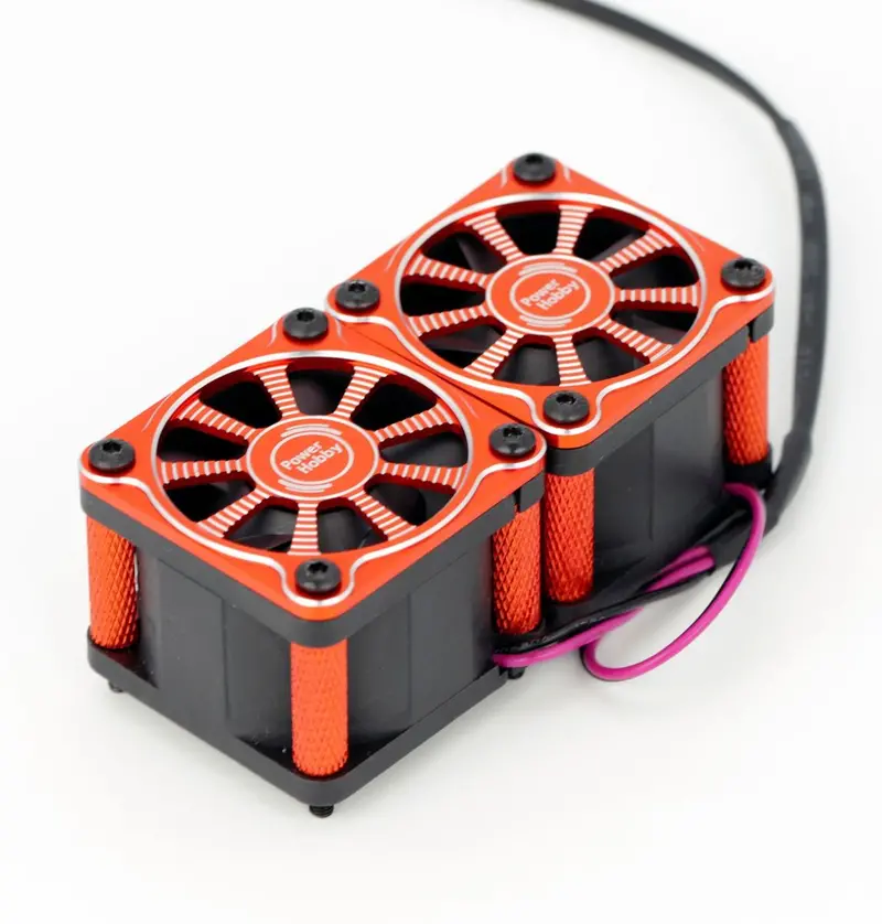 Power Hobby - Twister Twin / Dual 40Mm 1/8 1/5 Motor Aluminum Cooling Fan - Red 1
