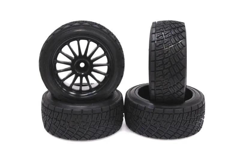Racers Edge - 1/10 Hpi Rally Off-Road Wr8 Flower Line Black Wheels (4Pcs) 1