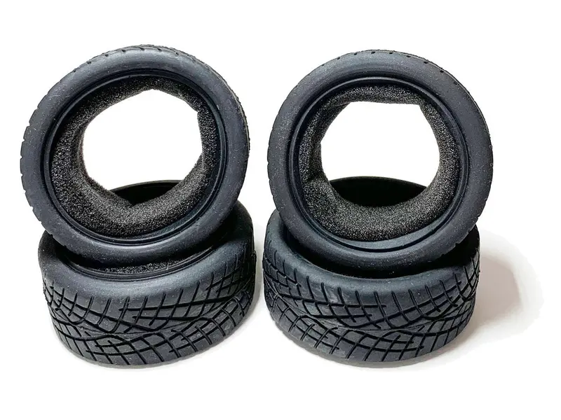 Racers Edge - 1/10 On Road Black Series Rubber Pull Tires Cross Line 65X26mm (4Pcs) 1