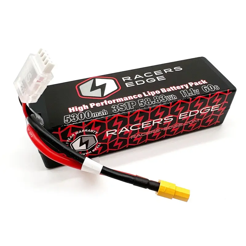 Racers Edge - 5300Mah 3S 11.1V 60C Hard Case Lipo Battery With Xt60 Connector 1