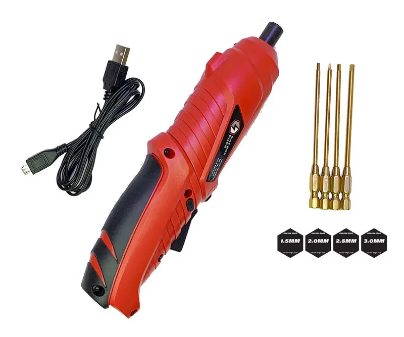 Racers Edge - Electric Mini Screwdriver With Tin Coated 4 Piece Metric Hex Bit Set 1