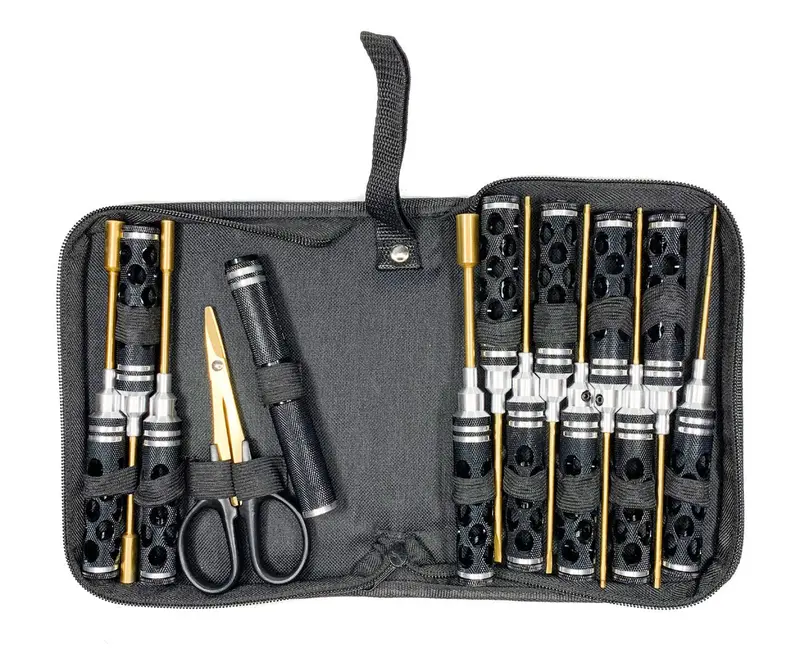Racers Edge - Honeycomb Handle 14 Piece Premium Tool Set, Black, With Carry Case 1