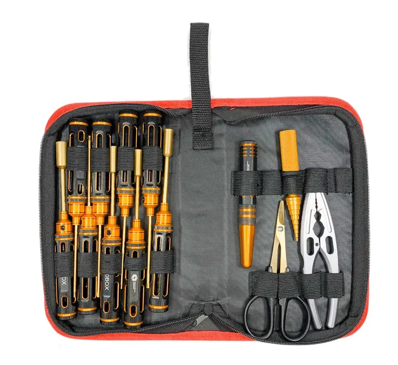 Racers Edge - Large Handle Metric 13 Piece Deluxe Tool Set, Black Gold, With Premium Bag 1