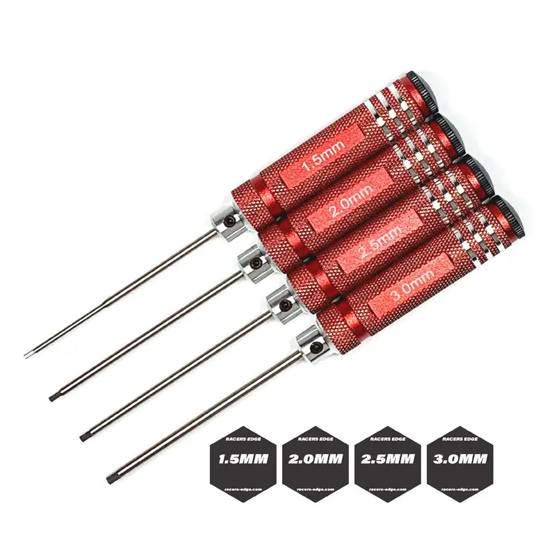 Racers Edge - Metric High Speed Steel Hex Driver Set W/ Red Handles (4Pc) 1