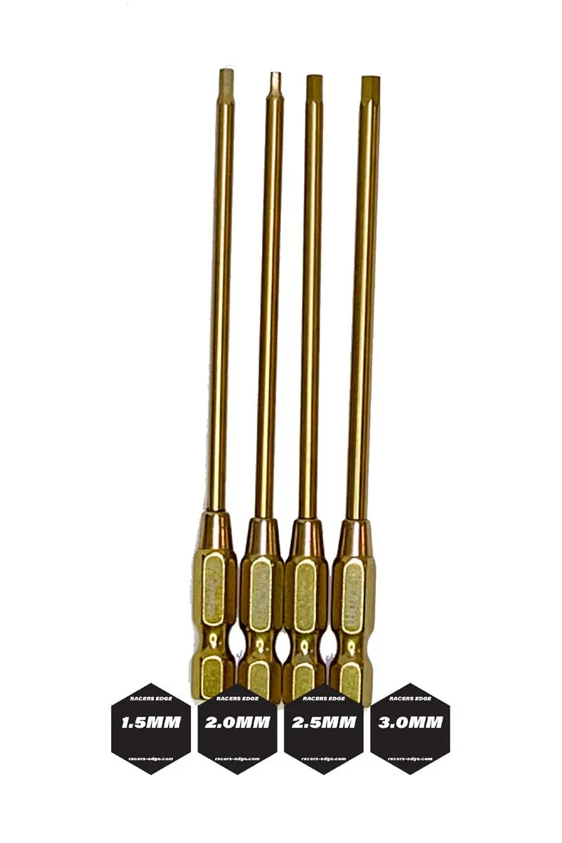 Racers Edge - Metric Tin Coated Hex Bit Set With 1.5Mm, 2.0Mm, 2.5Mm, And 3.0Mm 1