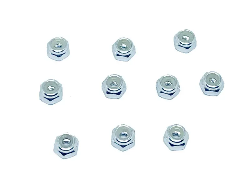 Racers Edge - Nylon Lock Nut M2 (10Pcs) Silver 1