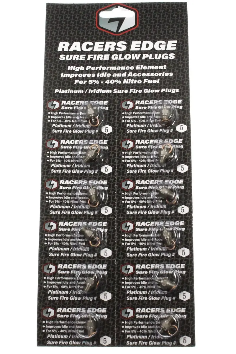Racers Edge - Platinum / Iridum Sure Fire #5 Cold Glow Plugs (12-Pack) 1