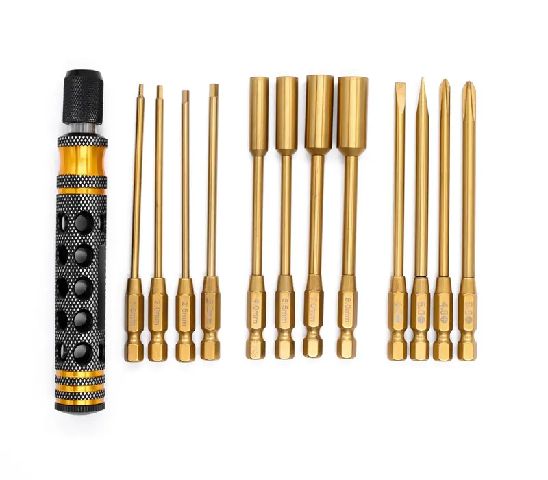 Racers Edge - Premium 12-In-1 Magnetic Locking Screwdriver Set With Titanium Nitride Coated Tips 1
