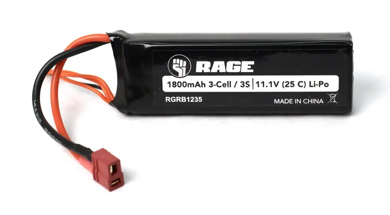 Rage R/C - 11.1V 3S 1800Mah Lipo Battery W/ T-Plug: Black Marlin Brushless 1