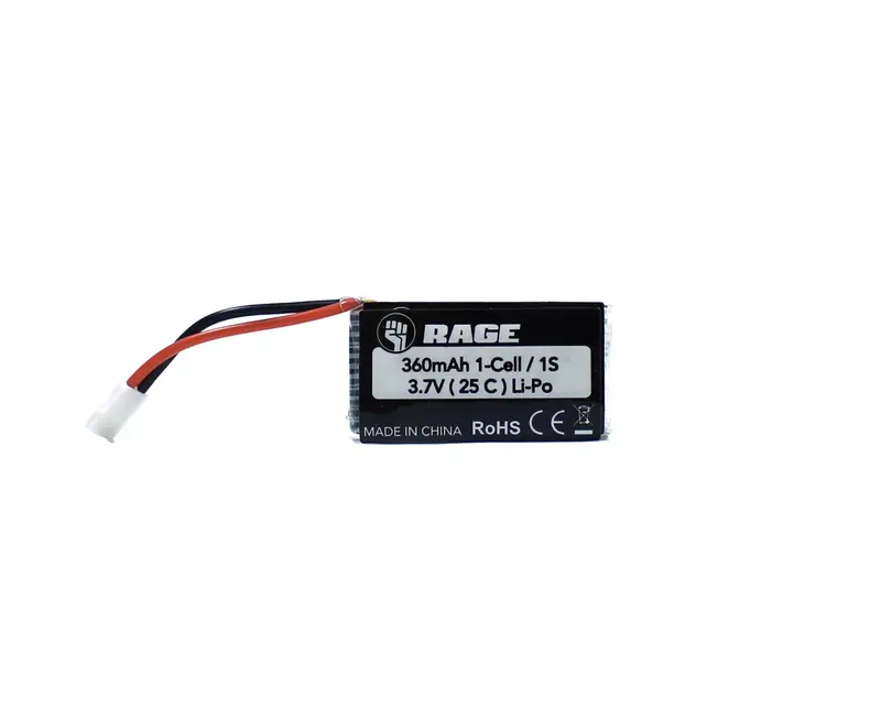Rage R/C - 3.7V 1S 360Mah Lipo 25C Lipo Battery; Tempest 600, Super Cub Mx 1