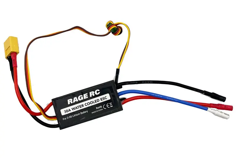 Rage R/C - 30A Water-Cooled Brushless Esc With Reverse & Xt60 Connector; Black Marlin Ex Brushless 1