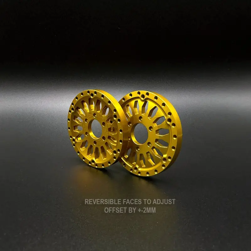 Reef's Rc - 1.9 Gold "Shield" Aluminum Beadlock Wheels W/Hubs (2) 2
