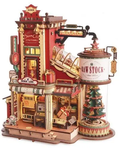 Robotime - Christmas Dream Gift Factory Wooden Music Box 1