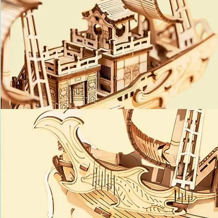 Robotime - Classic 3D Wood Puzzles; Diplomatic Ship 2