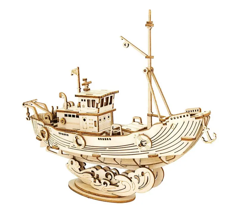 Robotime - Classic 3D Wood Puzzles; Fishing Ship 1