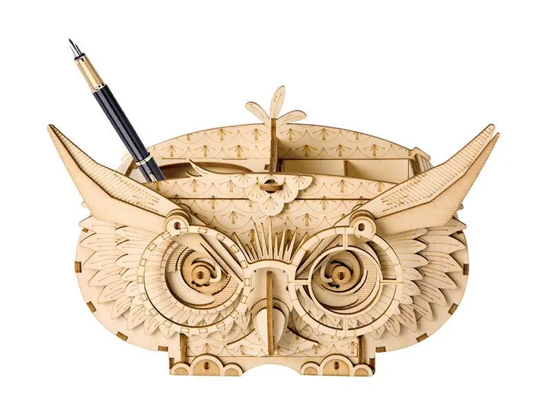 Robotime - Classic 3D Wood Puzzles; Owl Storage Box 1