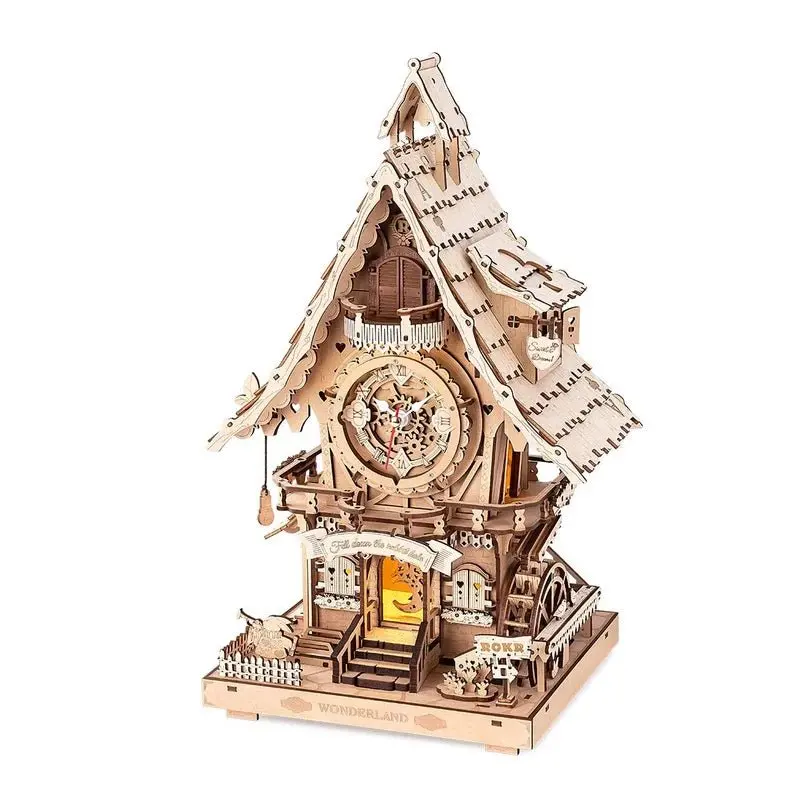 Robotime - Cuckoo Clock, Natural Wood, Mechanical 3D Wooden Puzzle 1