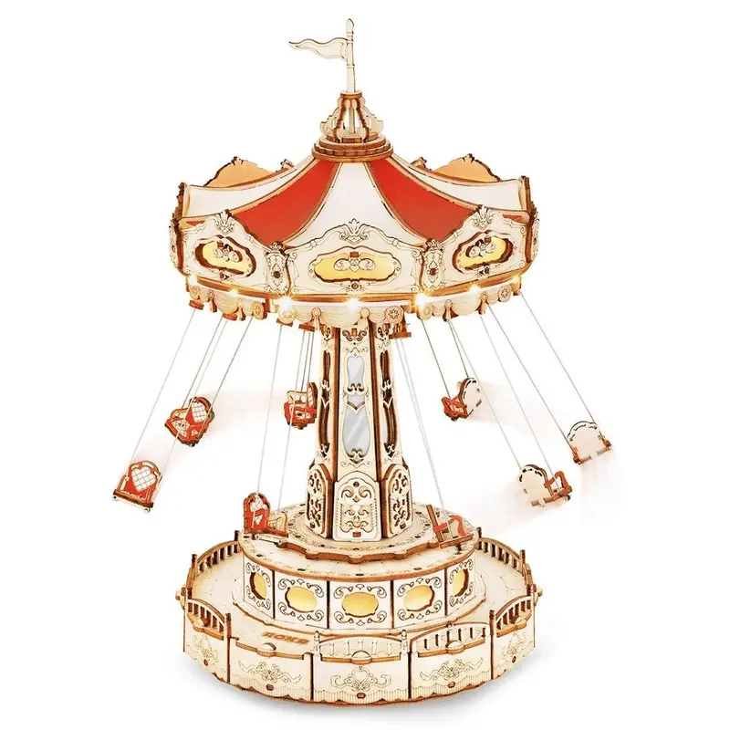Robotime Ea02 Rokr Swing Ride Diy Music Box 3D Wooden Puzzle 1