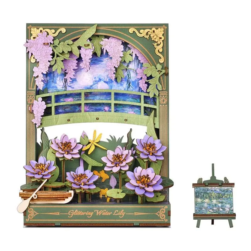 Robotime - Glittering Water Lily Wall Art 3D Wooden Puzzle 1